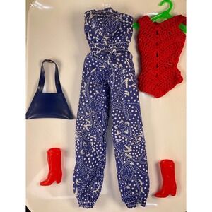 Vintage Barbie Best Buy #2217 Jumpsuit Outfit w/ Red Boots +‎ Bag HTF